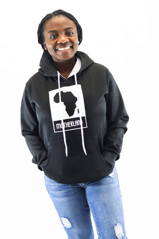 Black Satin Motherland Map Hoodie