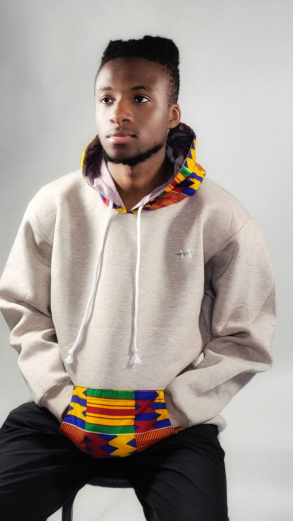 Butter Color Satin Lined African Hoodie