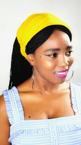 MUSTARD SOLID SATIN-LINED HEADBAND